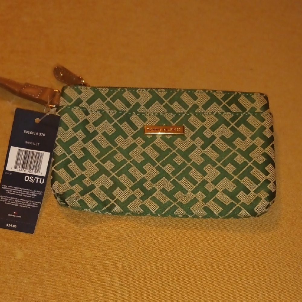 Tommy Hilfiger Green Monogram Wristlet